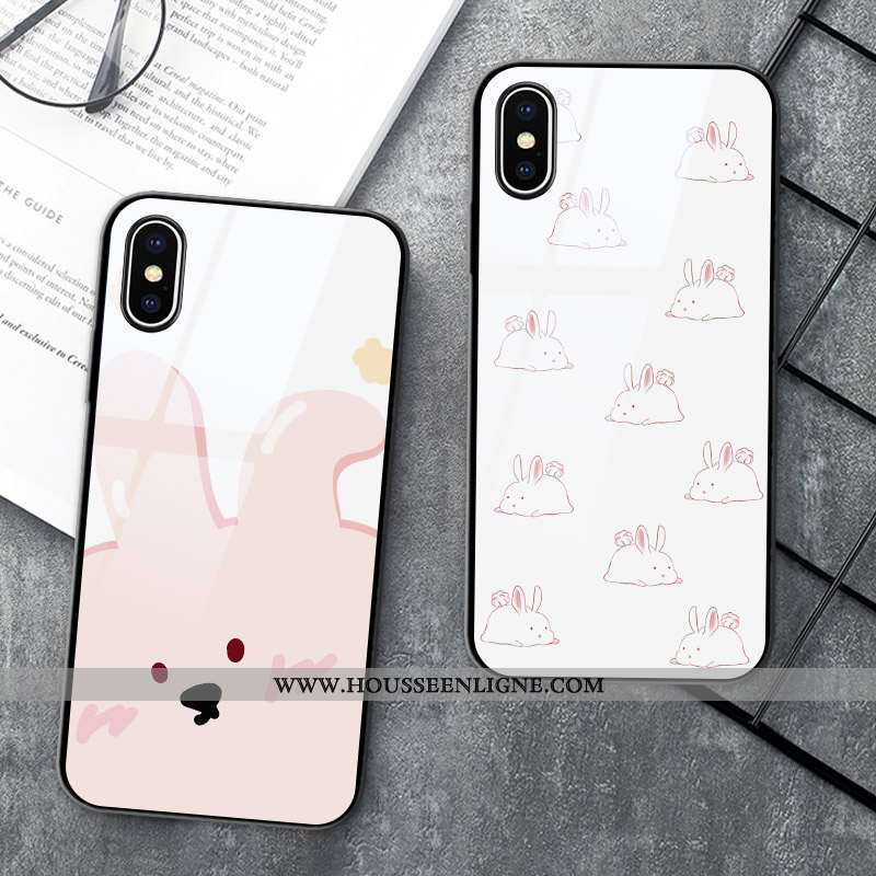 Coque iPhone X Silicone Protection Tout Compris Rose Blanc Charmant Blanche