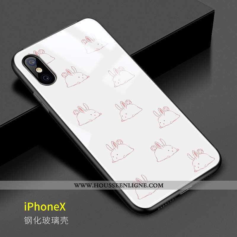 Coque iPhone X Silicone Protection Tout Compris Rose Blanc Charmant Blanche