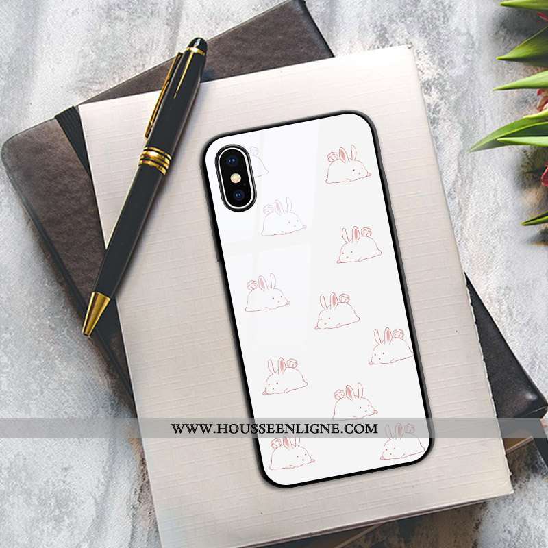 Coque iPhone X Silicone Protection Tout Compris Rose Blanc Charmant Blanche