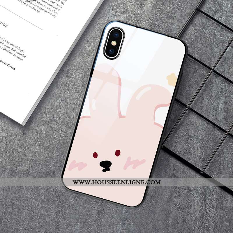 Coque iPhone X Silicone Protection Tout Compris Rose Blanc Charmant Blanche