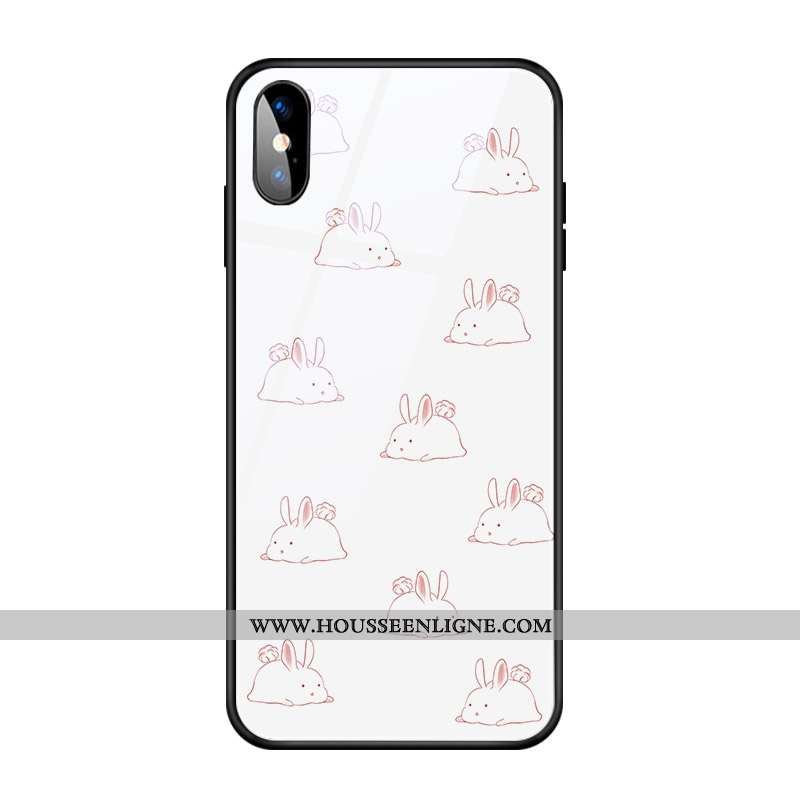 Coque iPhone X Silicone Protection Tout Compris Rose Blanc Charmant Blanche