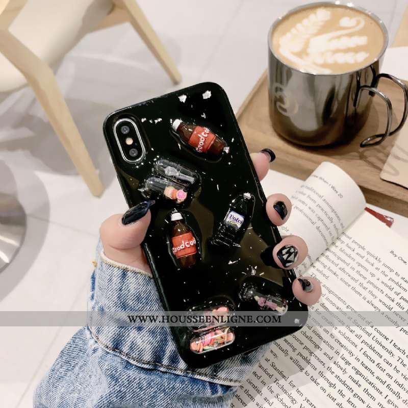 Coque iPhone X Silicone Tendance Petit Incassable Téléphone Portable Noir