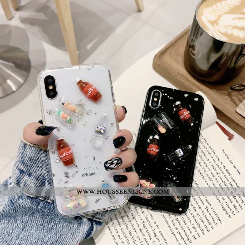 Coque iPhone X Silicone Tendance Petit Incassable Téléphone Portable Noir
