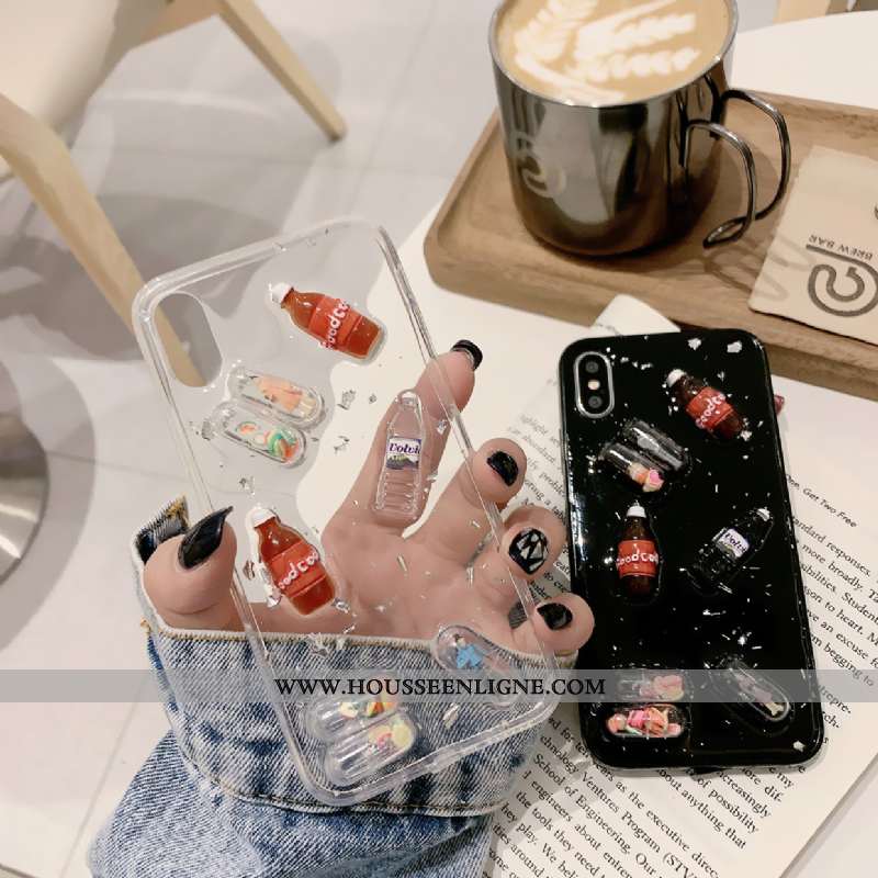 Coque iPhone X Silicone Tendance Petit Incassable Téléphone Portable Noir