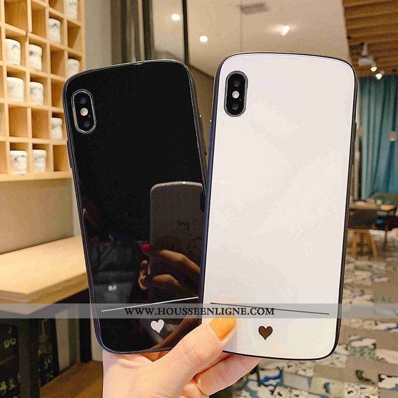 Coque iPhone X Tendance Protection Net Rouge Verre Amoureux Créatif Téléphone Portable Blanche