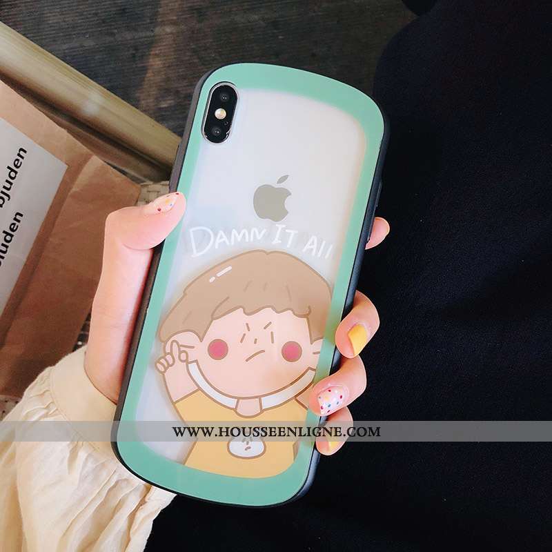 Coque iPhone X Transparent Dessin Animé Téléphone Portable Tout Compris Incassable Étui Verte