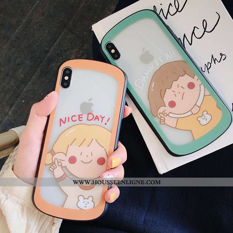 Coque iPhone X Transparent Dessin Animé Téléphone Portable Tout Compris Incassable Étui Verte