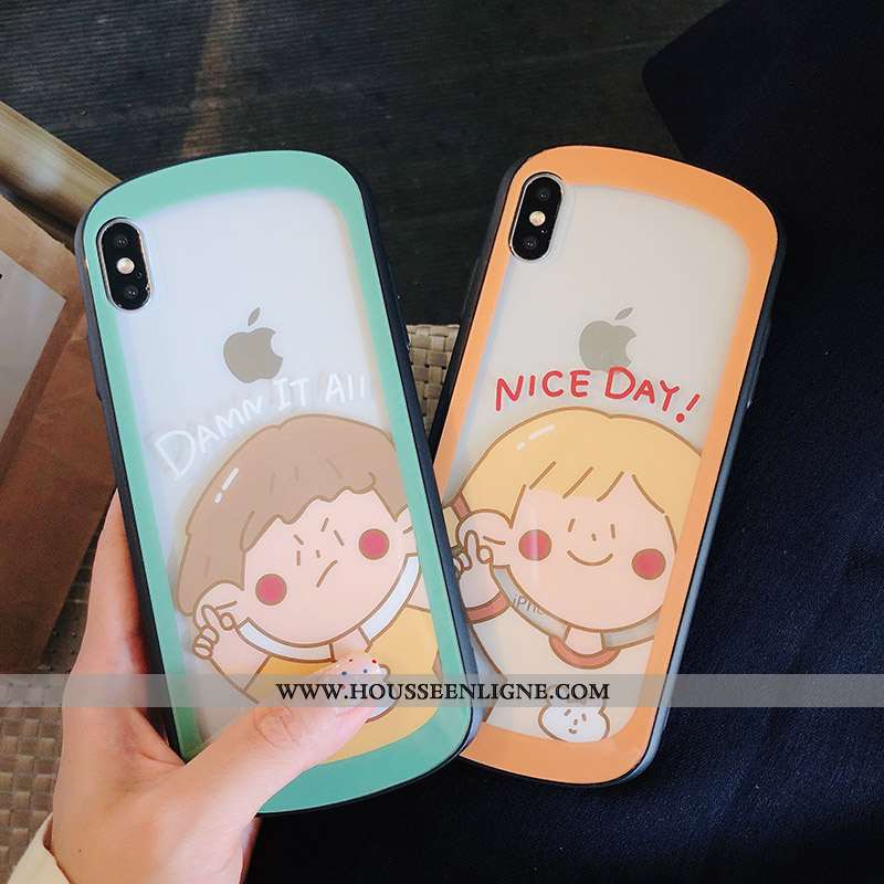 Coque iPhone X Transparent Dessin Animé Téléphone Portable Tout Compris Incassable Étui Verte