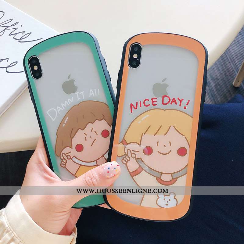 Coque iPhone X Transparent Dessin Animé Téléphone Portable Tout Compris Incassable Étui Verte