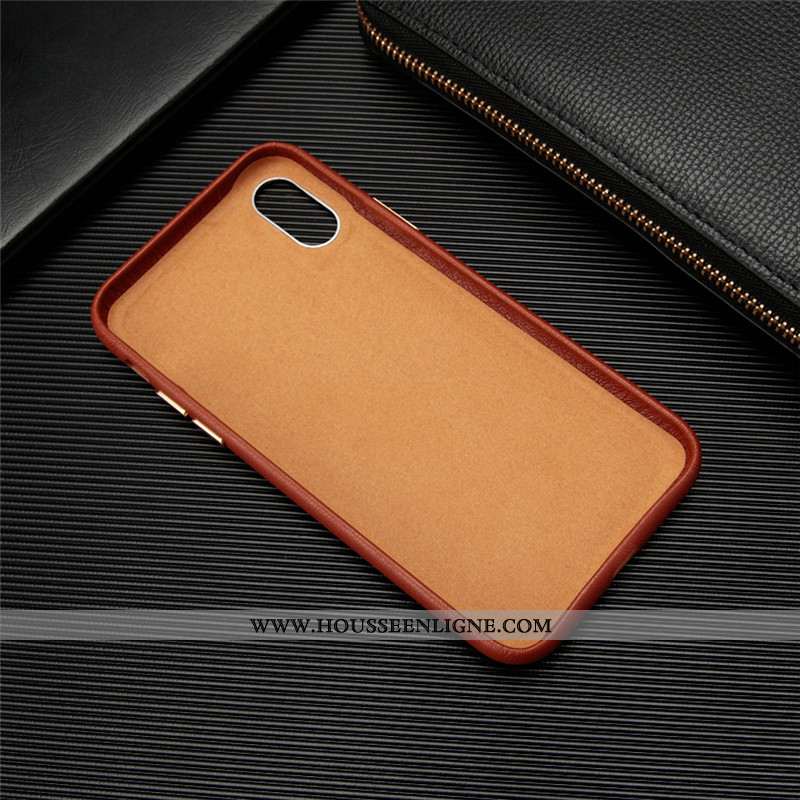 Coque iPhone X Ultra Légère Luxe Cuir Véritable Bovins Noir