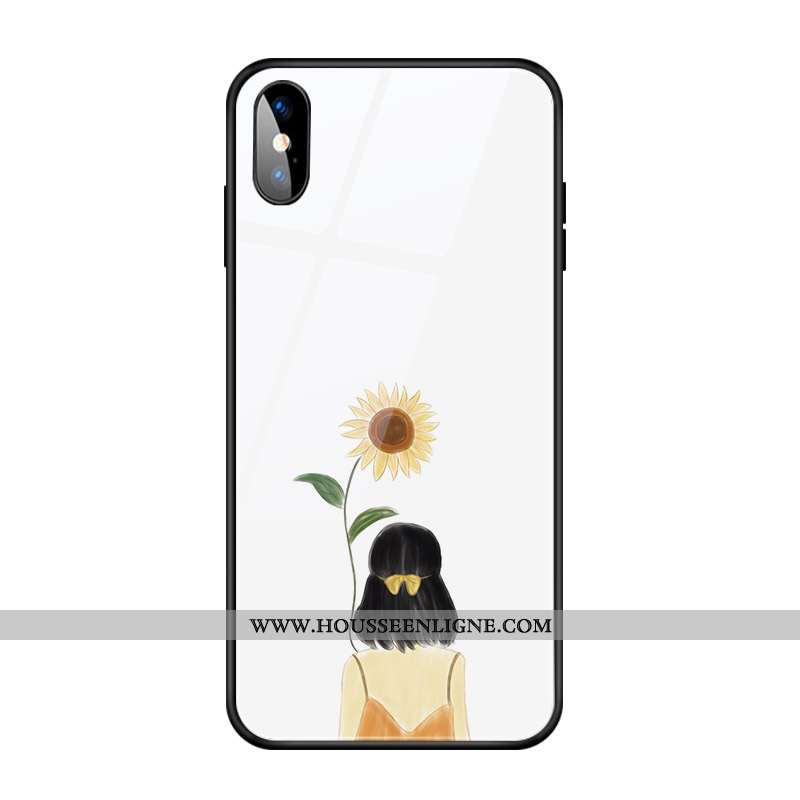 Coque iPhone X Verre Créatif Blanc Tournesol Charmant Simple Blanche