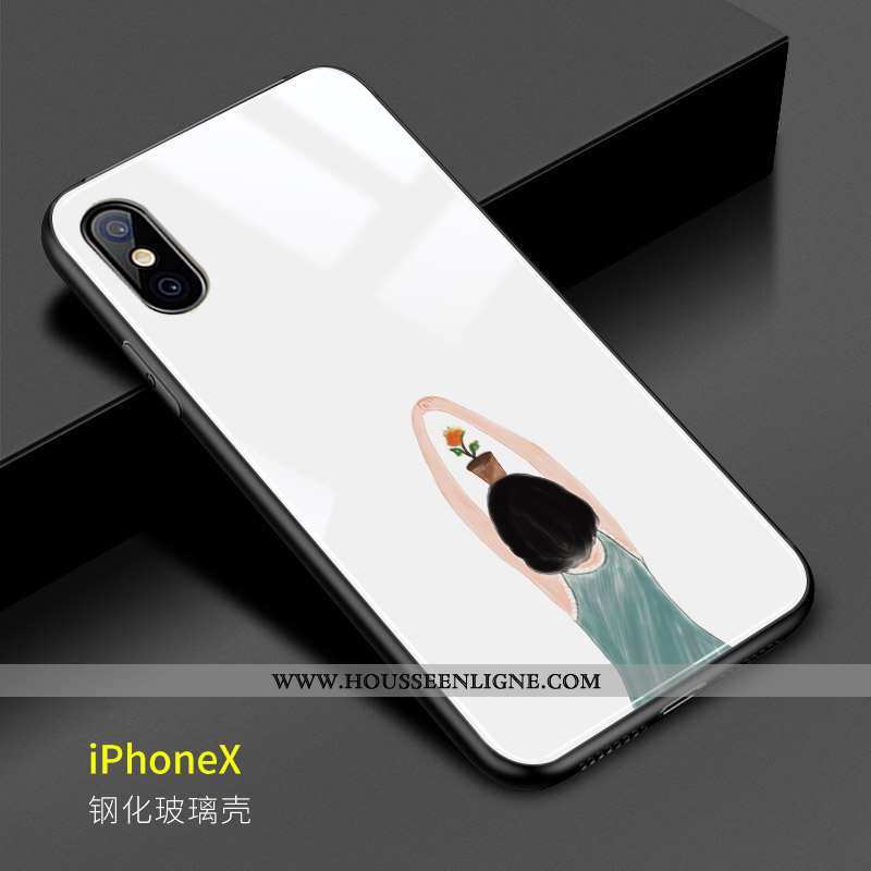 Coque iPhone X Verre Créatif Blanc Tournesol Charmant Simple Blanche
