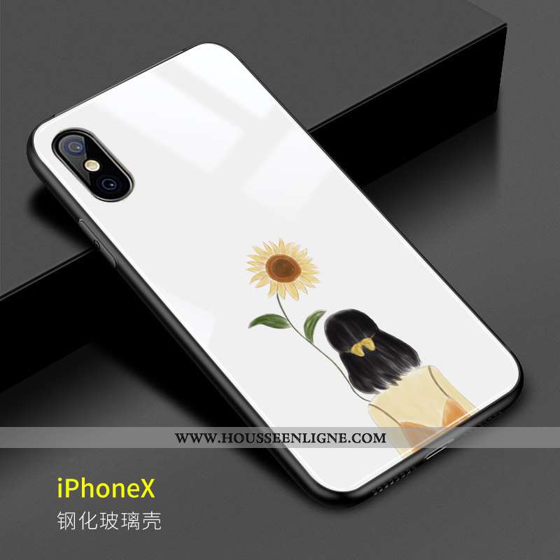 Coque iPhone X Verre Créatif Blanc Tournesol Charmant Simple Blanche