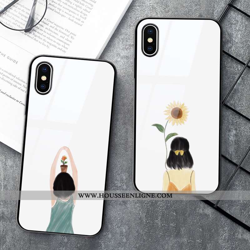 Coque iPhone X Verre Créatif Blanc Tournesol Charmant Simple Blanche