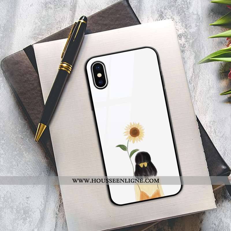 Coque iPhone X Verre Créatif Blanc Tournesol Charmant Simple Blanche