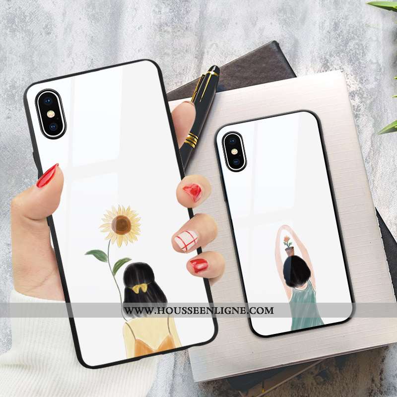 Coque iPhone X Verre Créatif Blanc Tournesol Charmant Simple Blanche