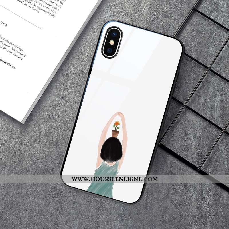 Coque iPhone X Verre Créatif Blanc Tournesol Charmant Simple Blanche