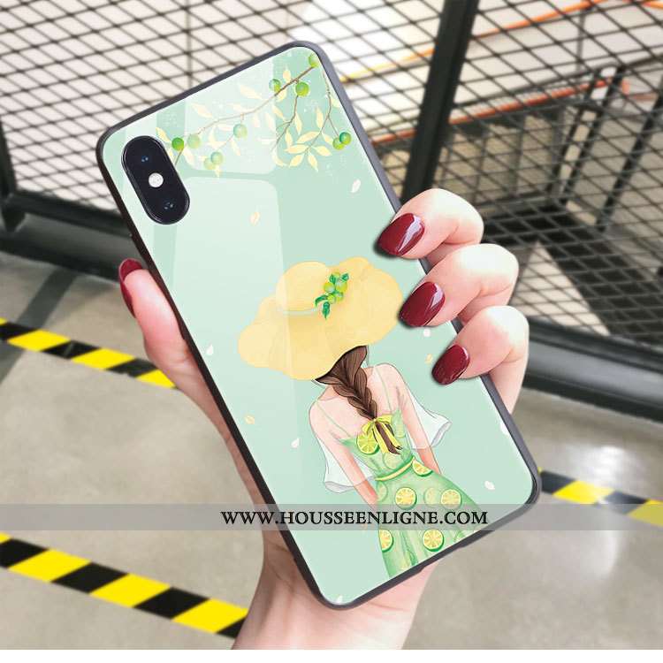 Coque iPhone X Verre Personnalité Nouveau Mode Incassable Art Net Rouge Rose