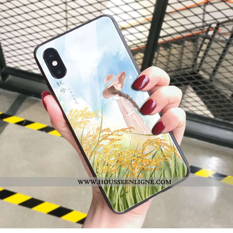 Coque iPhone X Verre Personnalité Nouveau Mode Incassable Art Net Rouge Rose