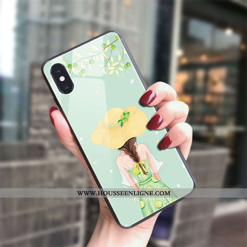 Coque iPhone X Verre Personnalité Nouveau Mode Incassable Art Net Rouge Rose