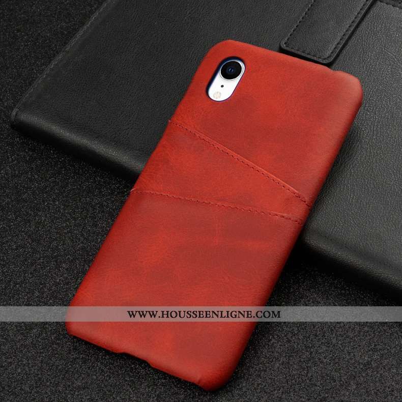 Coque iPhone Xr Cuir Mode Bordure Membrane Bleu Marin Personnalité Tempérer Bleu Foncé