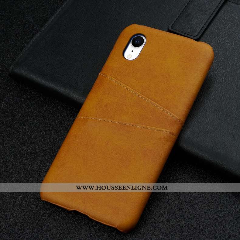 Coque iPhone Xr Cuir Mode Bordure Membrane Bleu Marin Personnalité Tempérer Bleu Foncé