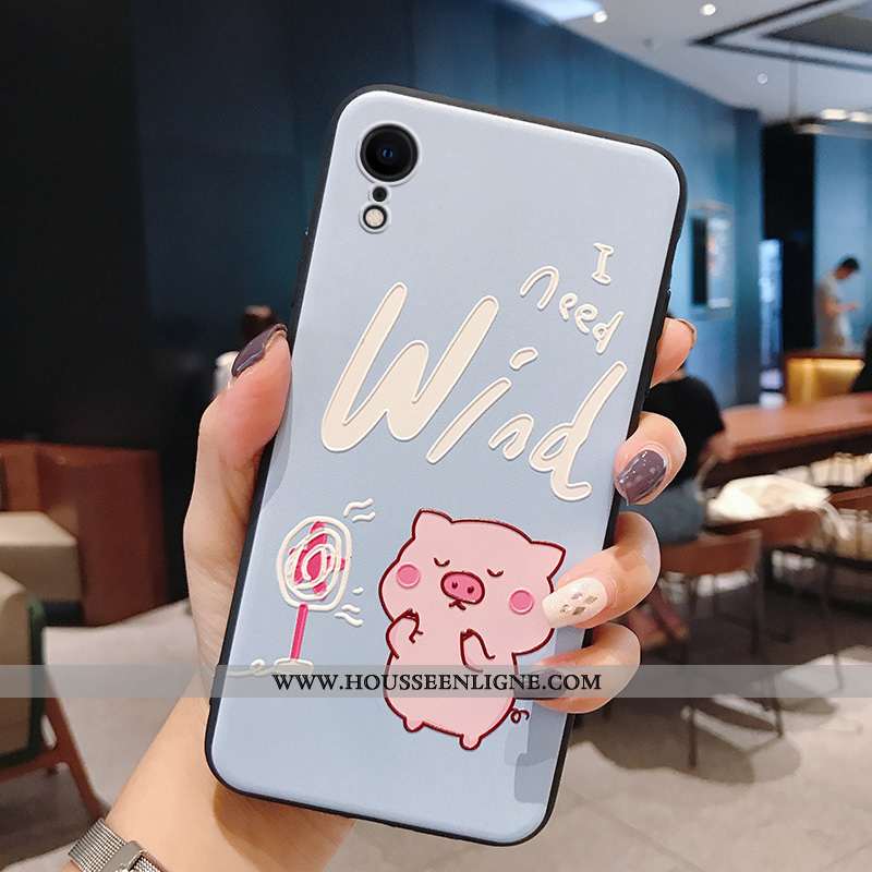 Coque iPhone Xr Fluide Doux Silicone Petit Créatif Téléphone Portable Étui Tout Compris Rose