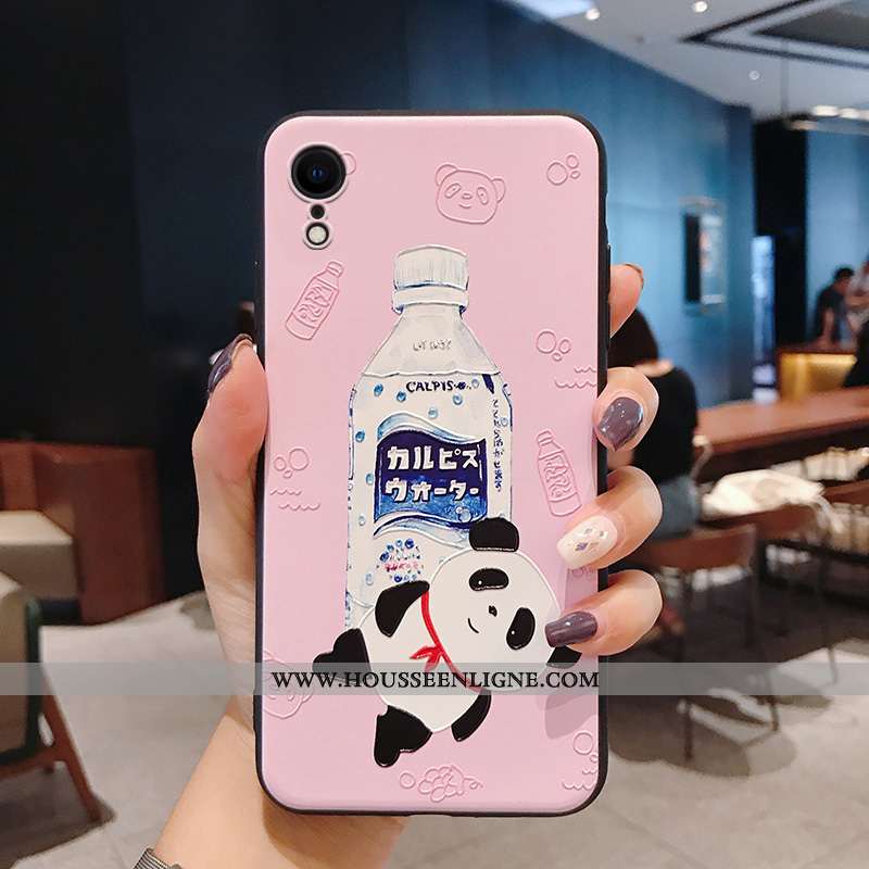 Coque iPhone Xr Fluide Doux Silicone Petit Créatif Téléphone Portable Étui Tout Compris Rose