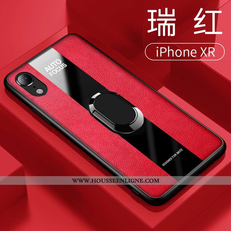 Coque iPhone Xr Légère Cuir Tendance Personnalité Incassable Étui Rouge