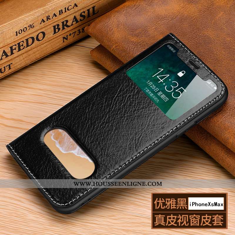 Coque iPhone Xr Personnalité Créatif Téléphone Portable Housse Business Cuir Véritable Bovins Marron