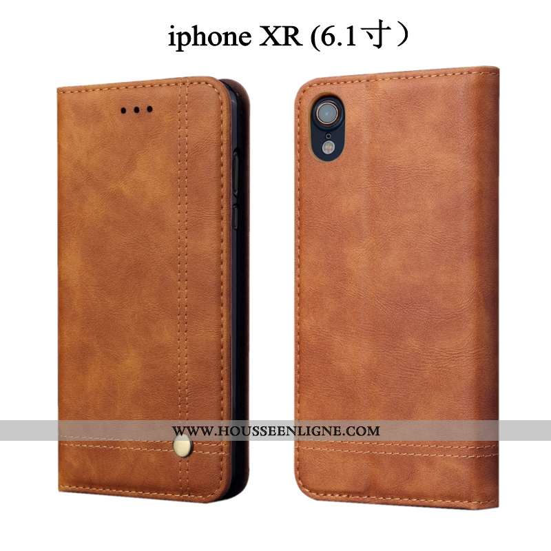 Coque iPhone Xr Protection Cuir Housse Téléphone Portable Étui Tout Compris Marron