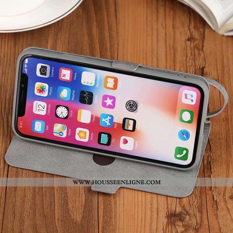 Coque iPhone Xr Protection Cuir Téléphone Portable Étui Tout Compris Incassable Gris