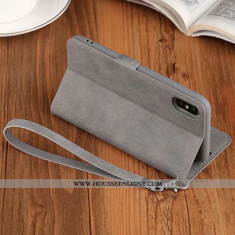 Coque iPhone Xr Protection Cuir Téléphone Portable Étui Tout Compris Incassable Gris