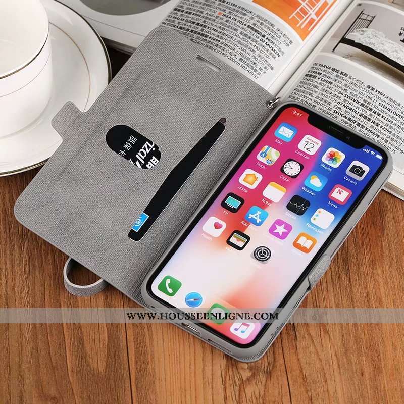 Coque iPhone Xr Protection Cuir Téléphone Portable Étui Tout Compris Incassable Gris