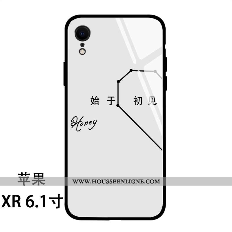 Coque iPhone Xr Silicone Verre Amoureux Noir Téléphone Portable Personnalité