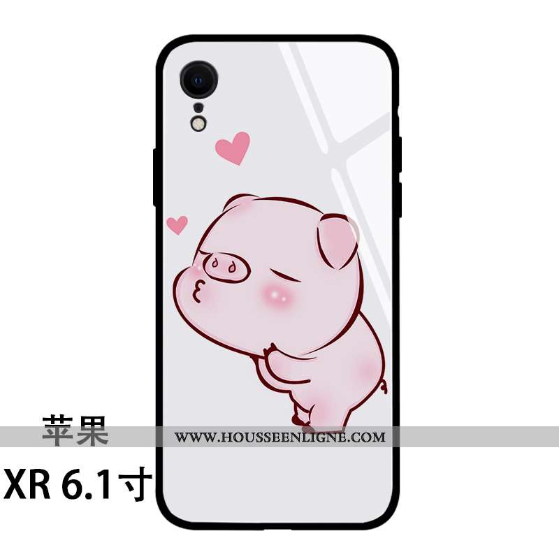 Coque iPhone Xr Silicone Verre Rose Téléphone Portable Personnalité Charmant