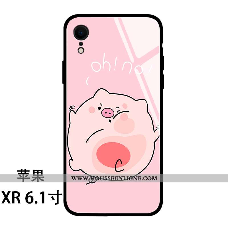 Coque iPhone Xr Silicone Verre Rose Téléphone Portable Personnalité Charmant