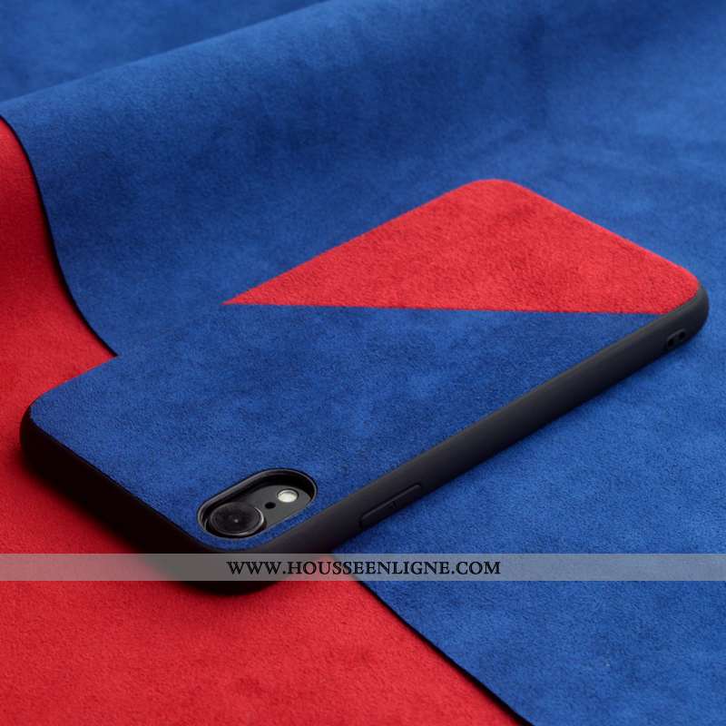 Coque iPhone Xr Tendance Cuir Tout Compris Étui Protection Téléphone Portable Europe Bleu
