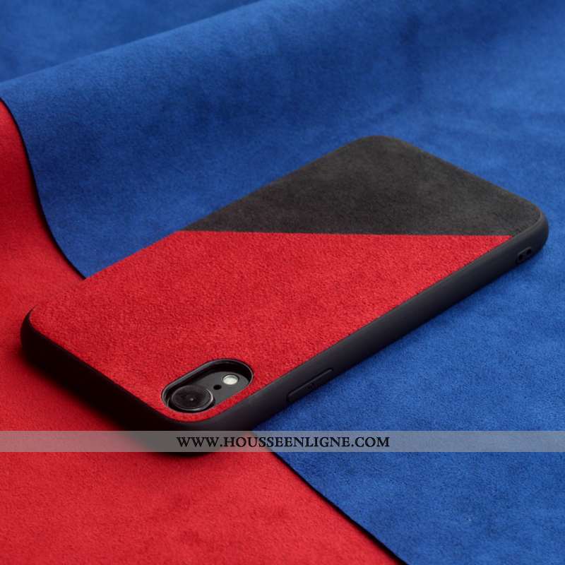 Coque iPhone Xr Tendance Cuir Tout Compris Étui Protection Téléphone Portable Europe Bleu