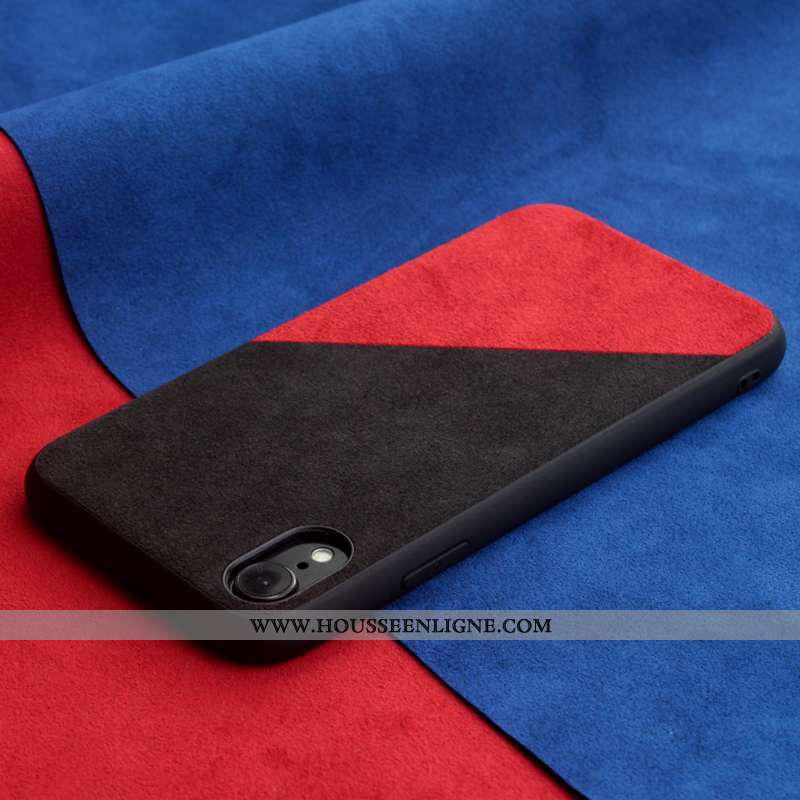 Coque iPhone Xr Tendance Cuir Tout Compris Étui Protection Téléphone Portable Europe Bleu