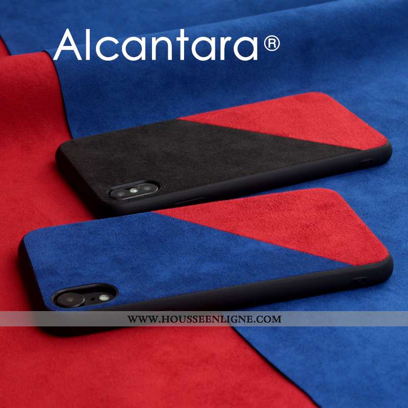 Coque iPhone Xr Tendance Cuir Tout Compris Étui Protection Téléphone Portable Europe Bleu