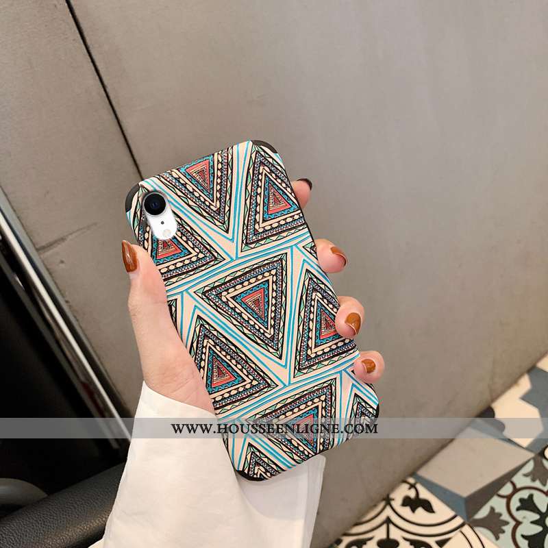 Coque iPhone Xr Tendance Fluide Doux Ethnique Incassable Créatif Personnalité Tout Compris Rouge