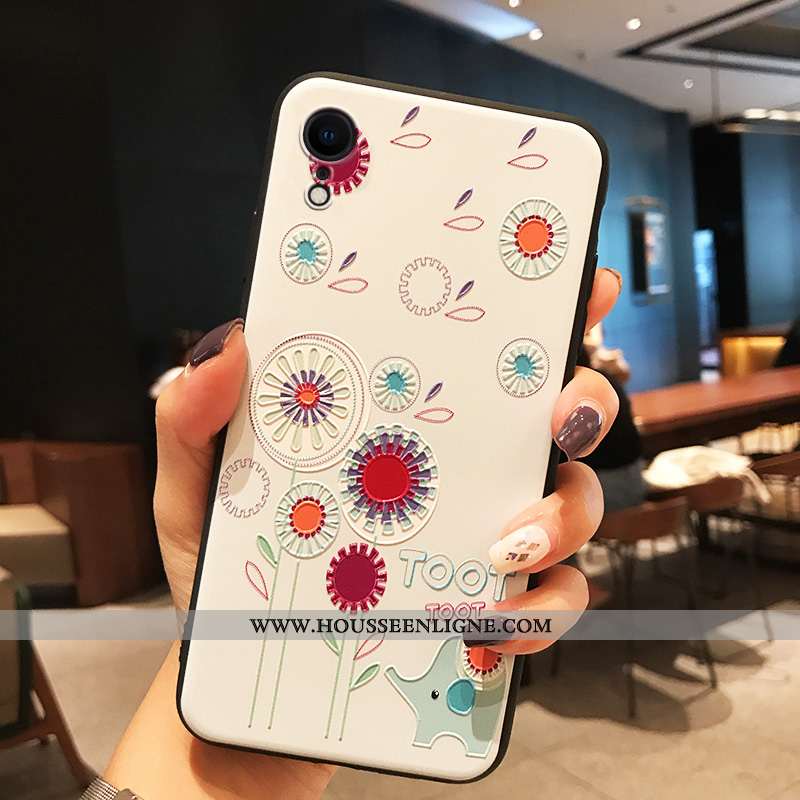 Coque iPhone Xr Tendance Légère Blanc Délavé En Daim Étui Créatif Téléphone Portable Blanche