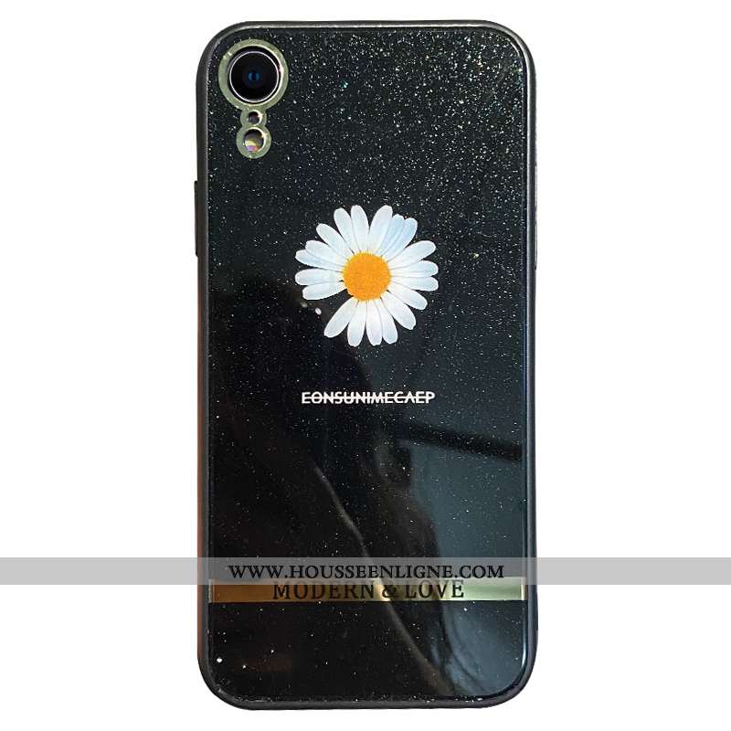 Coque iPhone Xr Tendance Légère Rose Incassable Net Rouge Frais Placage Noir