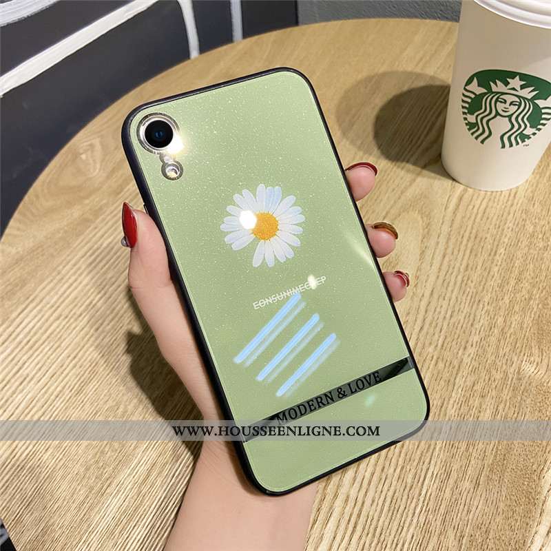 Coque iPhone Xr Tendance Légère Rose Incassable Net Rouge Frais Placage Noir