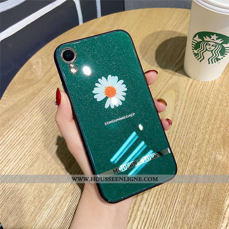 Coque iPhone Xr Tendance Légère Rose Incassable Net Rouge Frais Placage Noir
