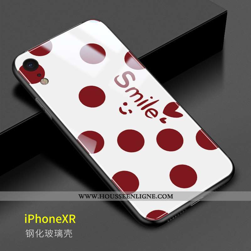 Coque iPhone Xr Tendance Mode Point D'onde Téléphone Portable Frais Verre Rouge