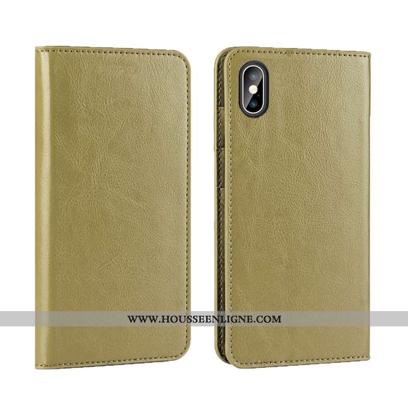 Coque iPhone Xs Cuir Véritable Cuir Business Téléphone Portable Luxe Qualité Bleu Foncé