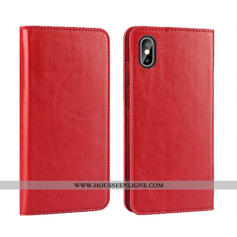 Coque iPhone Xs Cuir Véritable Cuir Business Téléphone Portable Luxe Qualité Bleu Foncé
