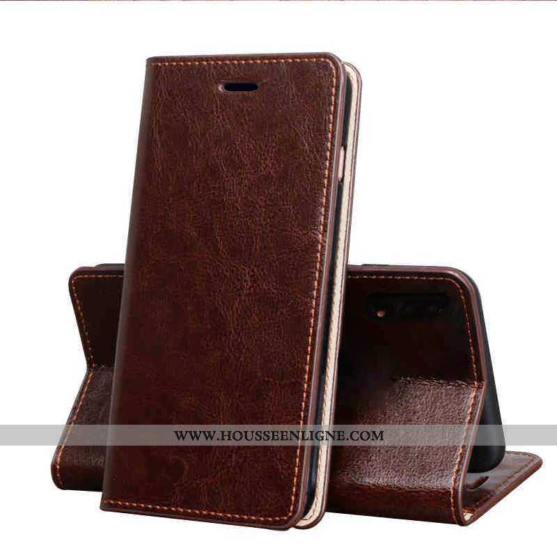 Coque iPhone Xs Cuir Véritable Cuir Business Téléphone Portable Luxe Qualité Bleu Foncé